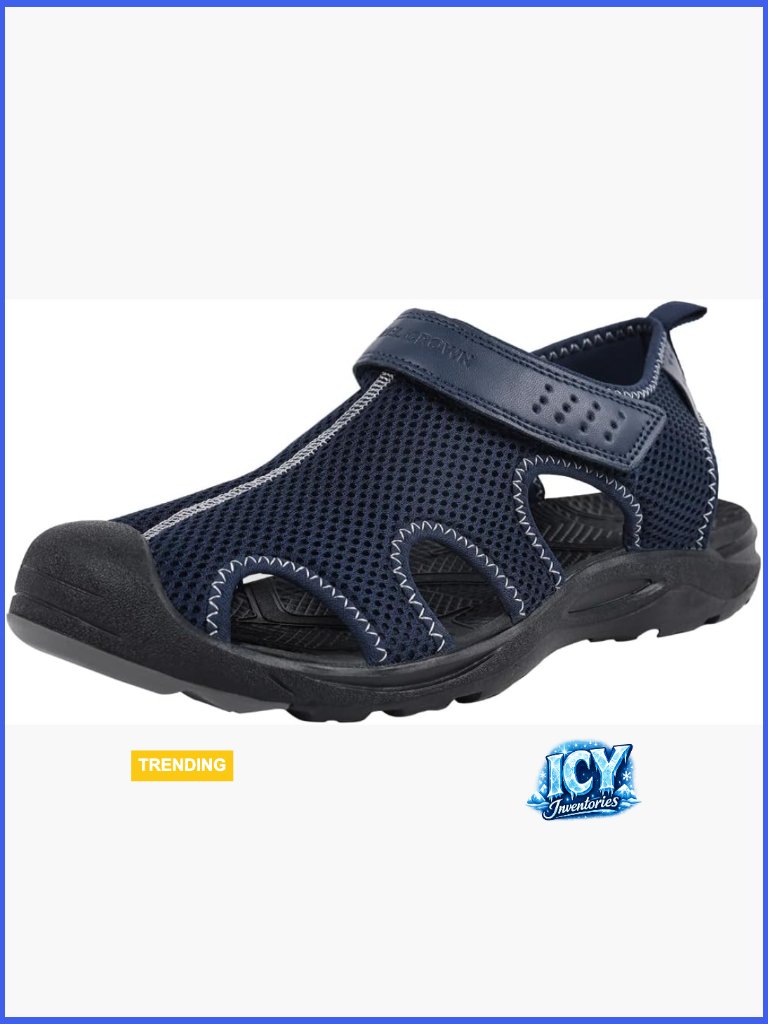 Men's Mesh Hiking Sandals, Closed-Toe Sport Sandals With Adjustable Straps,